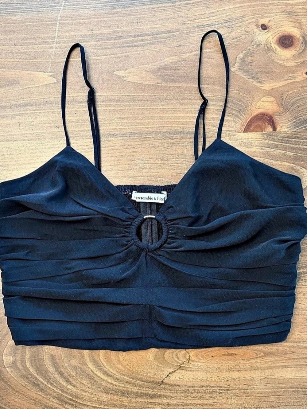 Abercrombie & Fitch Black Ruched Crop Cami | Small
